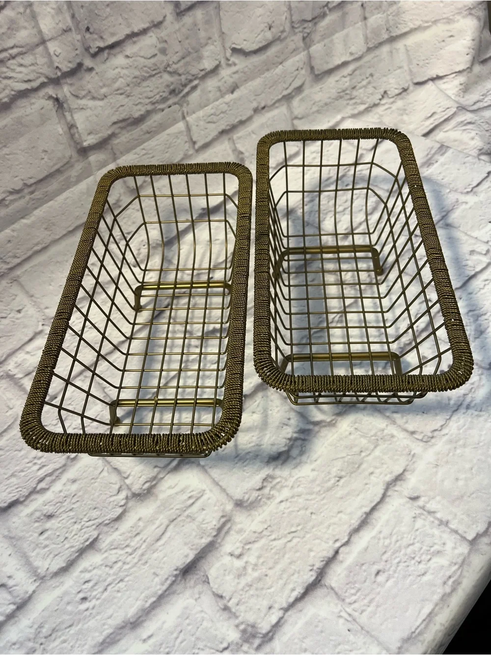 Gold Wire Storage Baskets - Set of 2